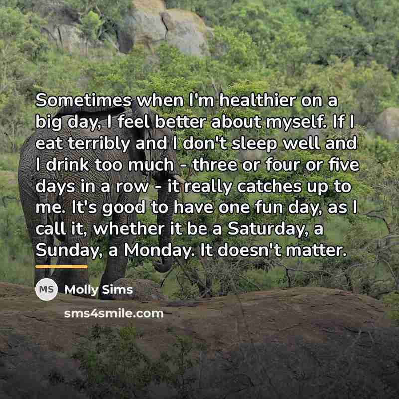 “Sometimes when I'm healthier on a big day, I feel…” quote by Molly Sims