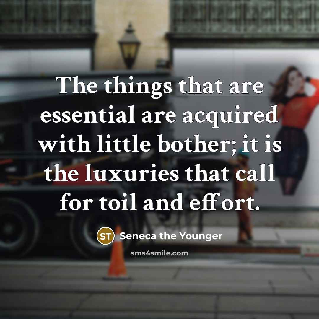 “The things that are essential are acquired with little bother;…” quote by Seneca the Younger