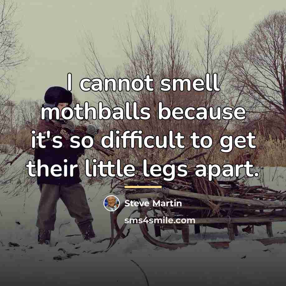 “I cannot smell mothballs because it's so difficult to get…” quote by Steve Martin
