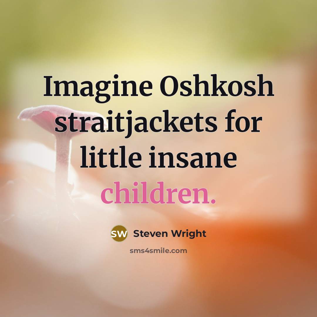 “Imagine Oshkosh straitjackets for little insane children.” quote by Steven Wright