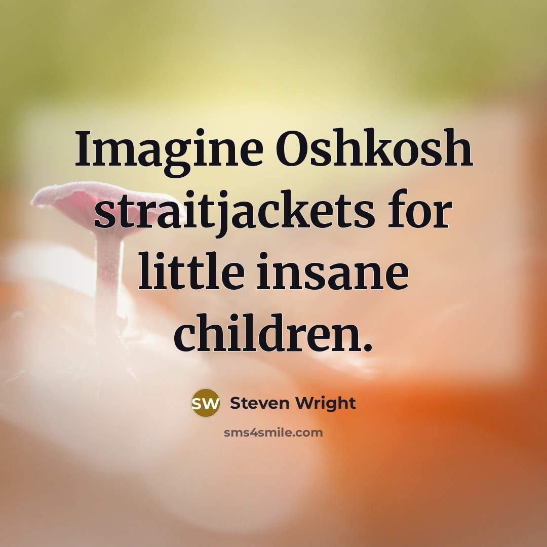 “Imagine Oshkosh straitjackets for little insane children.…” quote by Steven Wright