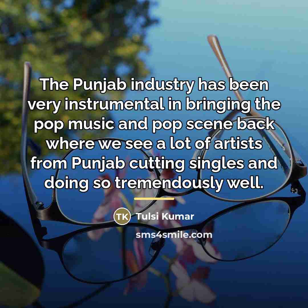 “The Punjab industry has been very instrumental in bringing the…” quote by Tulsi Kumar