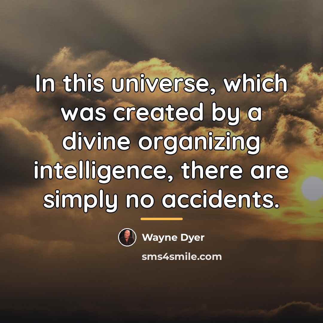 “In this universe, which was created by a divine organizing…” quote by Wayne Dyer