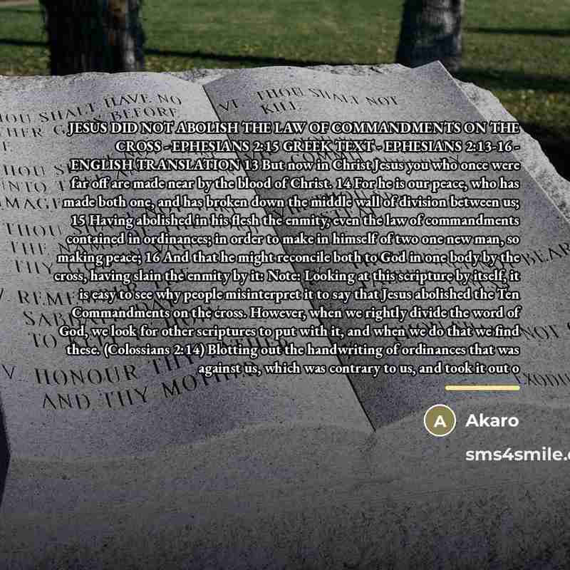 “JESUS DID NOT ABOLISH THE LAW OF COMMANDMENTS ON THE…” quote by Akaro