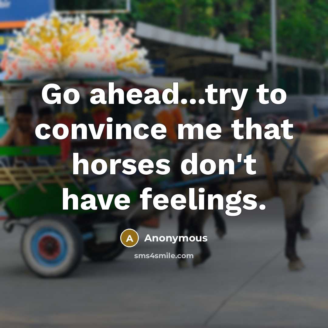 “Go ahead...try to convince me that horses don't have feelings.…” quote by Anonymous
