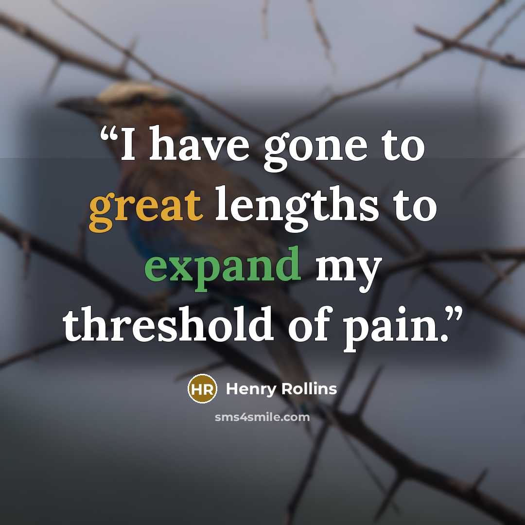 “I have gone to great lengths to expand my threshold of pain.” quote by Henry Rollins