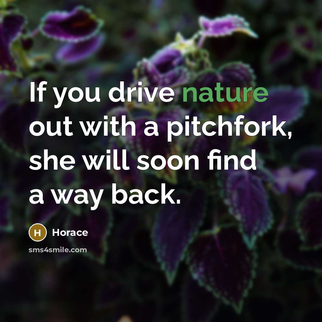 “If you drive nature out with a pitchfork, she will…” quote by Horace