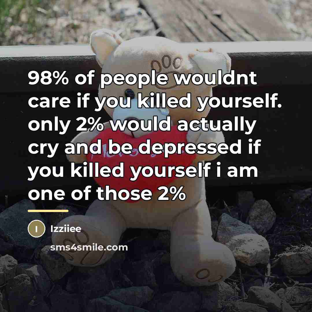 “98% of people wouldnt care if you killed yourself. only…” quote by Izziiee