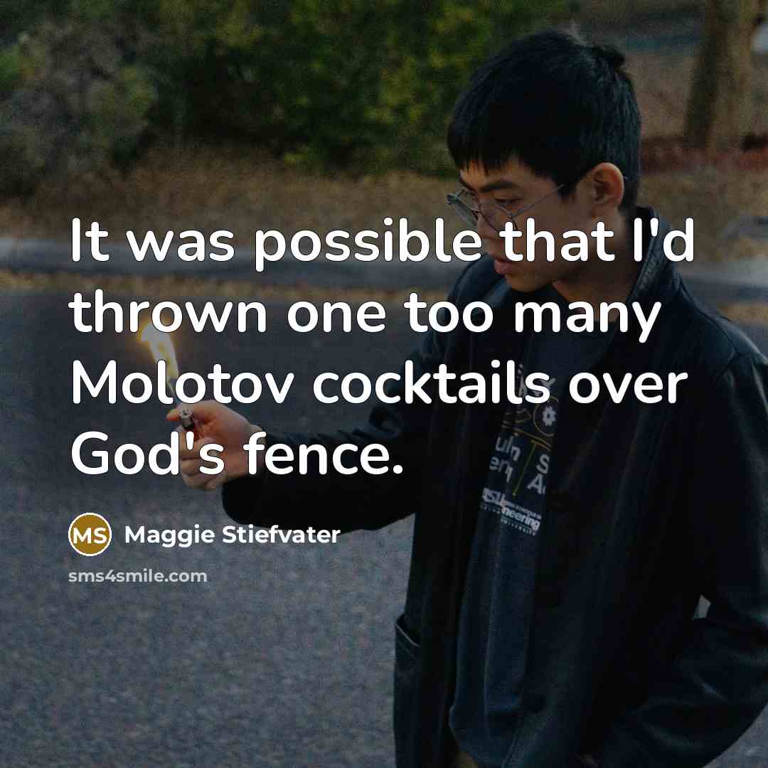 “It was possible that I'd thrown one too many Molotov…” quote by Maggie Stiefvater