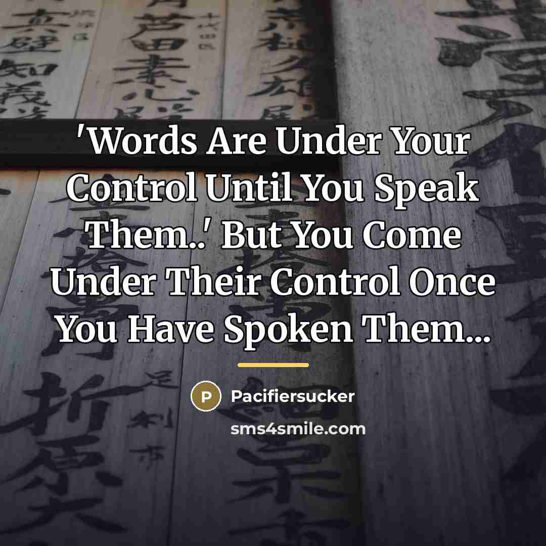 “'Words Are Under Your Control Until You Speak Them..' But…” quote by Pacifiersucker