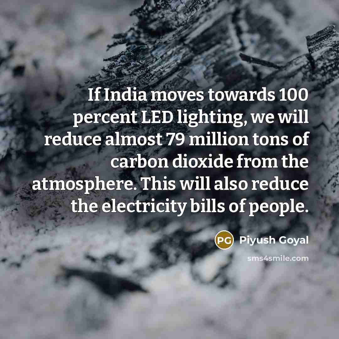 “If India moves towards 100 percent LED lighting, we will…” quote by Piyush Goyal