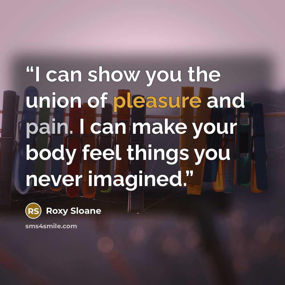 “I can show you the union of pleasure and pain. I can make your body feel things you never imagined.” quote by Roxy Sloane