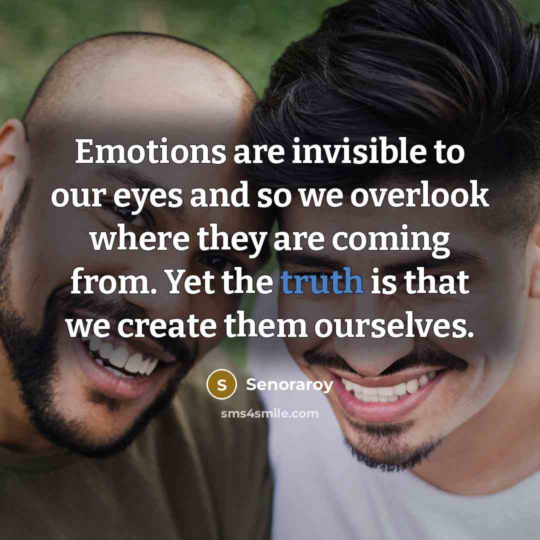 “Emotions are invisible to our eyes and so we overlook where they are coming from. Yet the truth is that we create them ourselves.” quote by Senoraroy