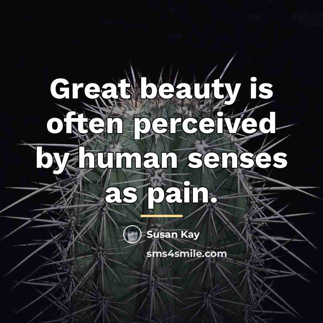 “Great beauty is often perceived by human senses as pain.…” quote by Susan Kay