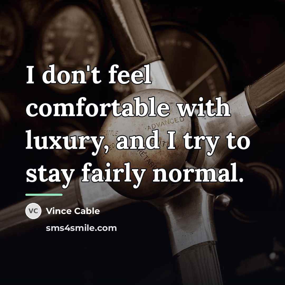 “I don't feel comfortable with luxury, and I try to…” quote by Vince Cable