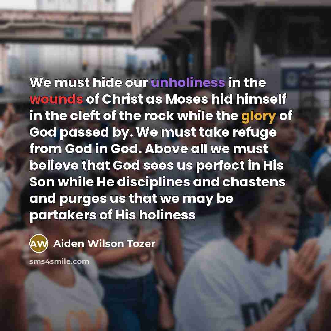 “We must hide our unholiness in the wounds of Christ…” quote by Aiden Wilson Tozer