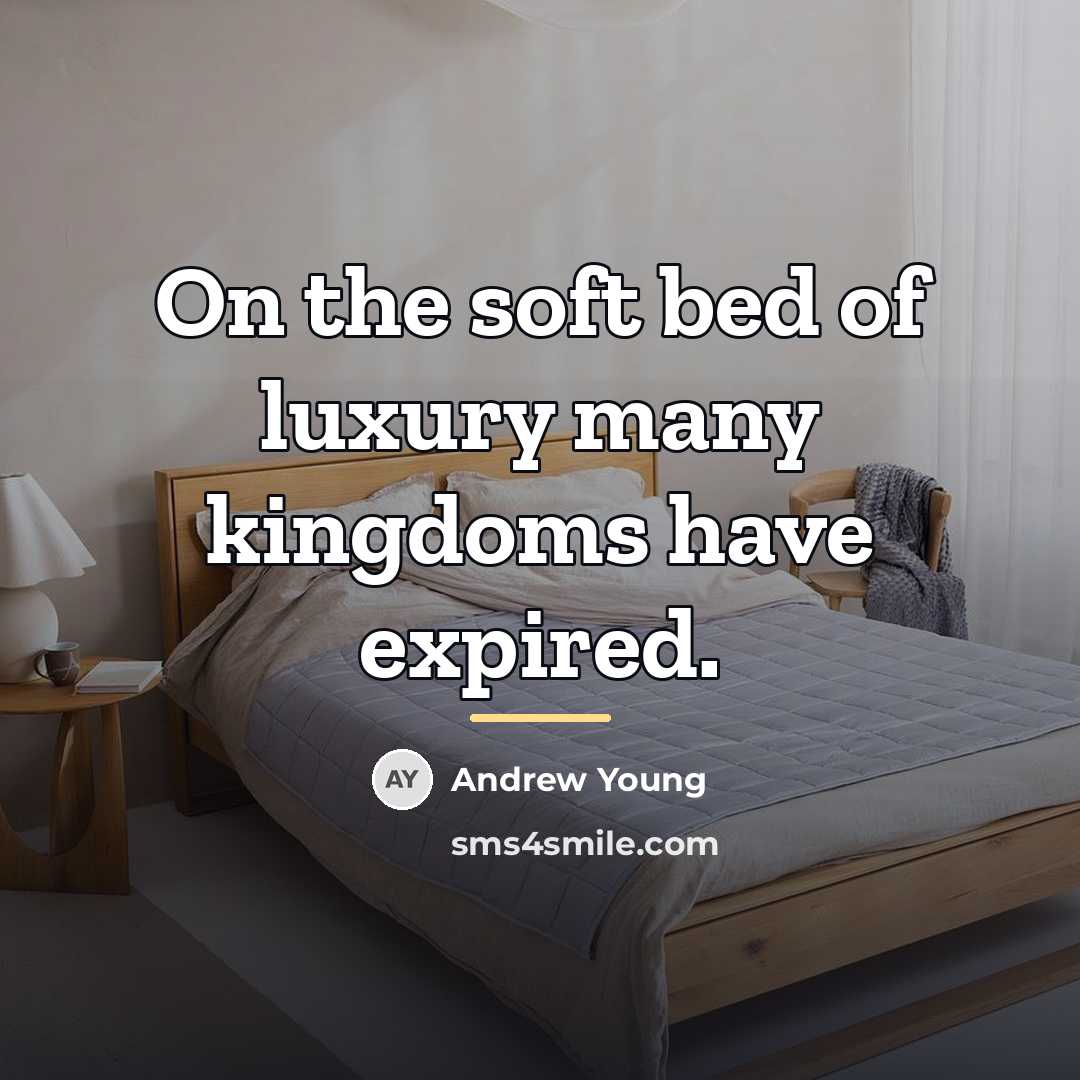 “On the soft bed of luxury many kingdoms have expired.…” quote by Andrew Young