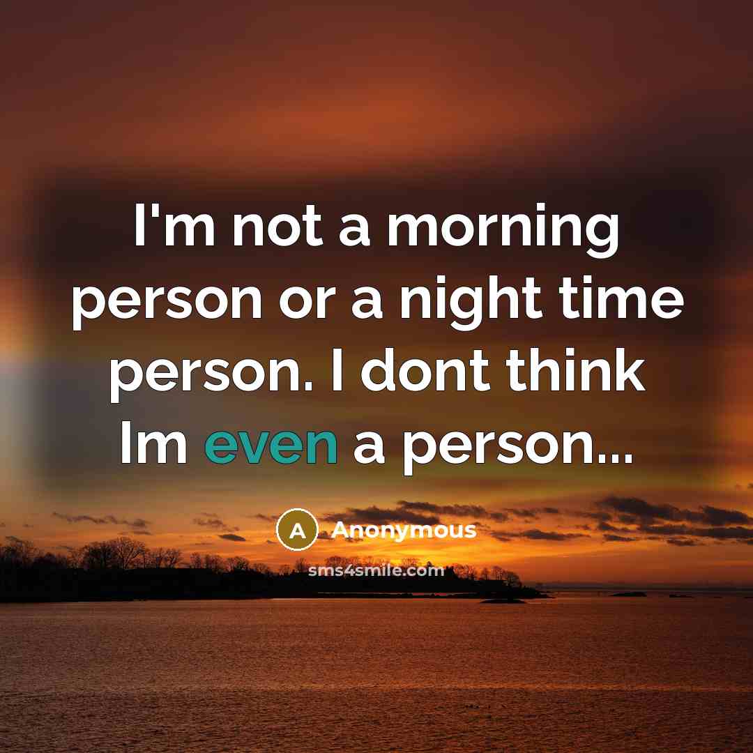 “I'm not a morning person or a night time person.…” quote by Anonymous
