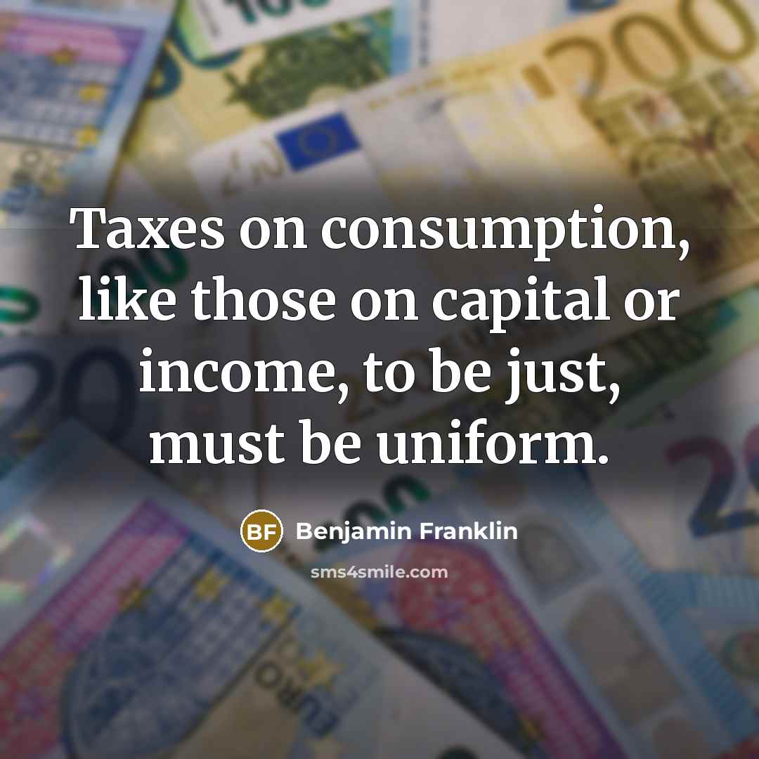“Taxes on consumption, like those on capital or income, to…” quote by Benjamin Franklin