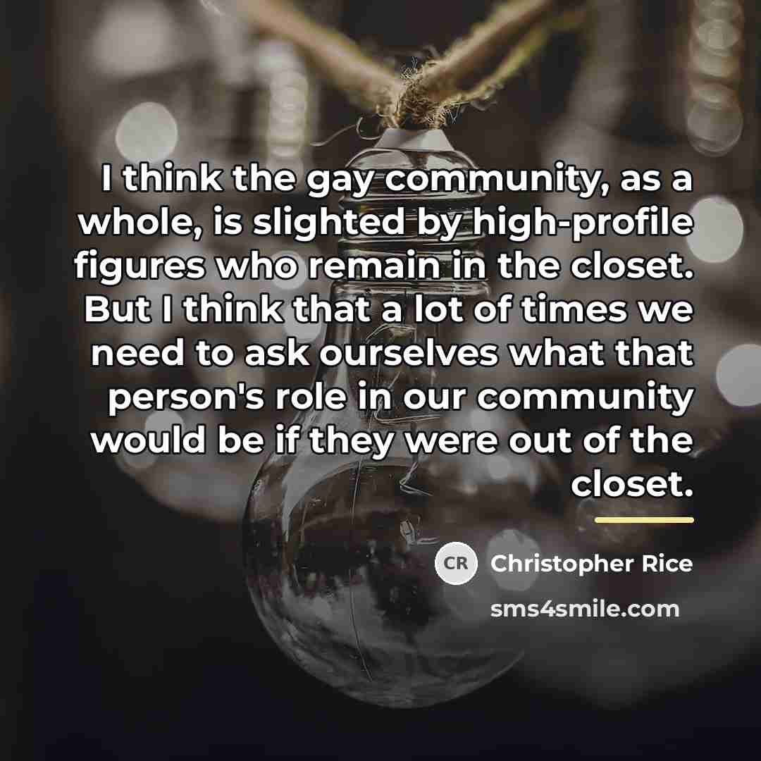 “I think the gay community, as a whole, is slighted…” quote by Christopher Rice