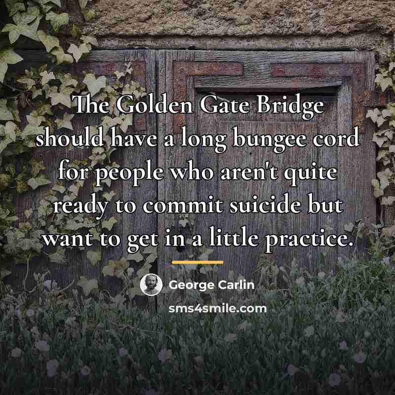 “The Golden Gate Bridge should have a long bungee cord…” quote by George Carlin