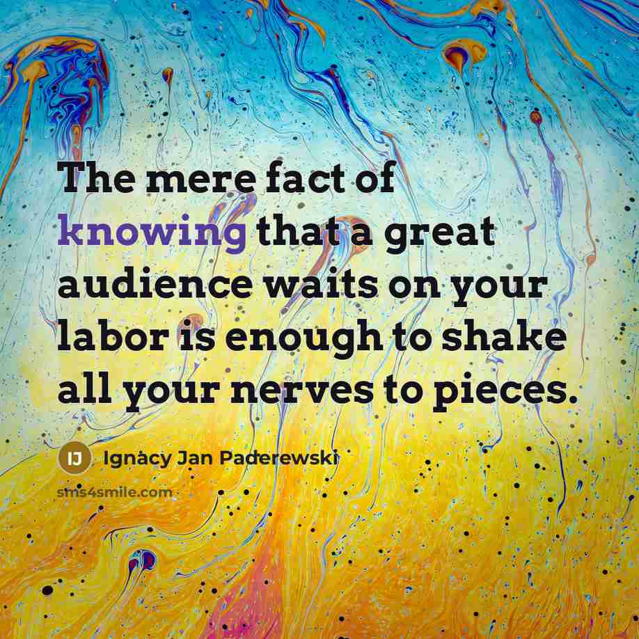 “The mere fact of knowing that a great audience waits…” quote by Ignacy Jan Paderewski