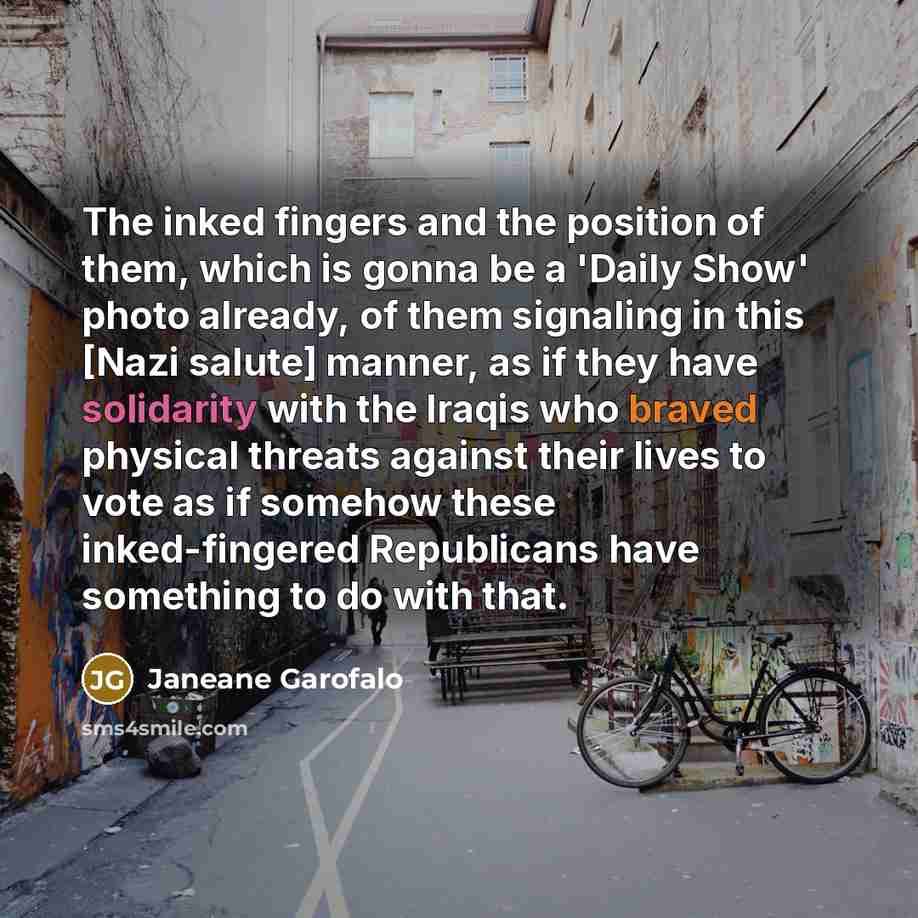 “The inked fingers and the position of them, which is…” quote by Janeane Garofalo