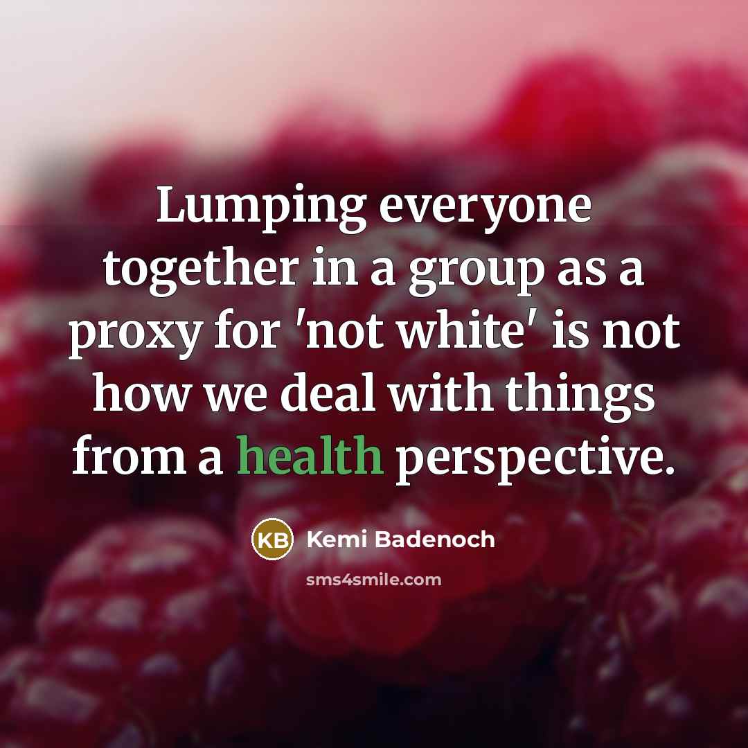 “Lumping everyone together in a group as a proxy for…” quote by Kemi Badenoch