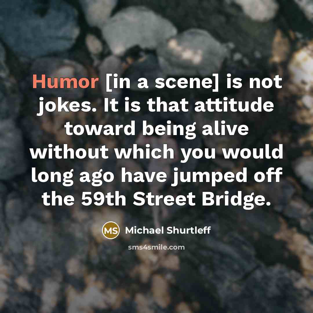 “Humor [in a scene] is not jokes. It is that…” quote by Michael Shurtleff