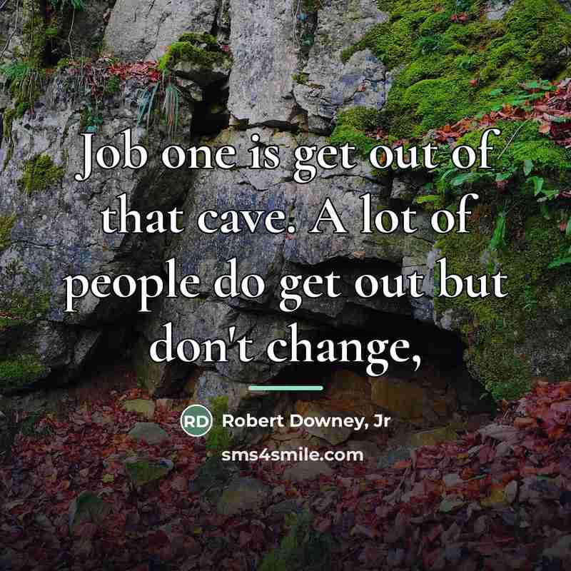 “Job one is get out of that cave. A lot…” quote by Robert Downey, Jr