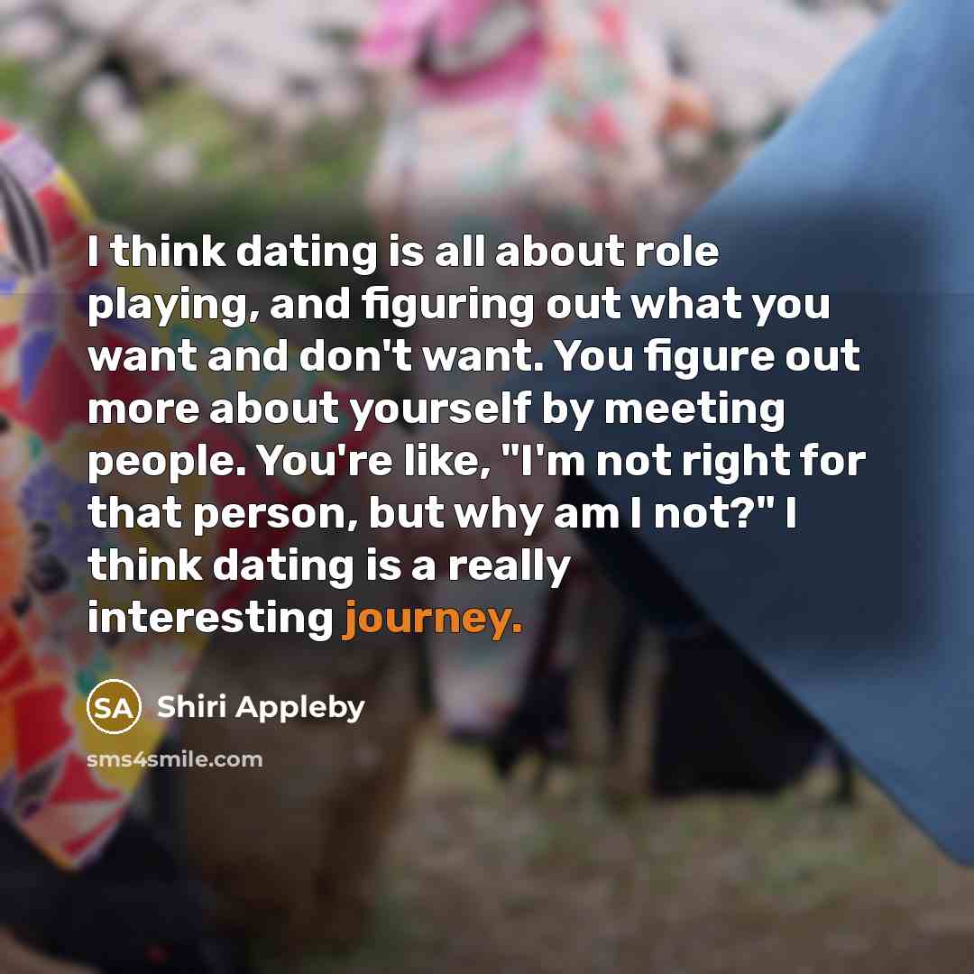 “I think dating is all about role playing, and figuring…” quote by Shiri Appleby
