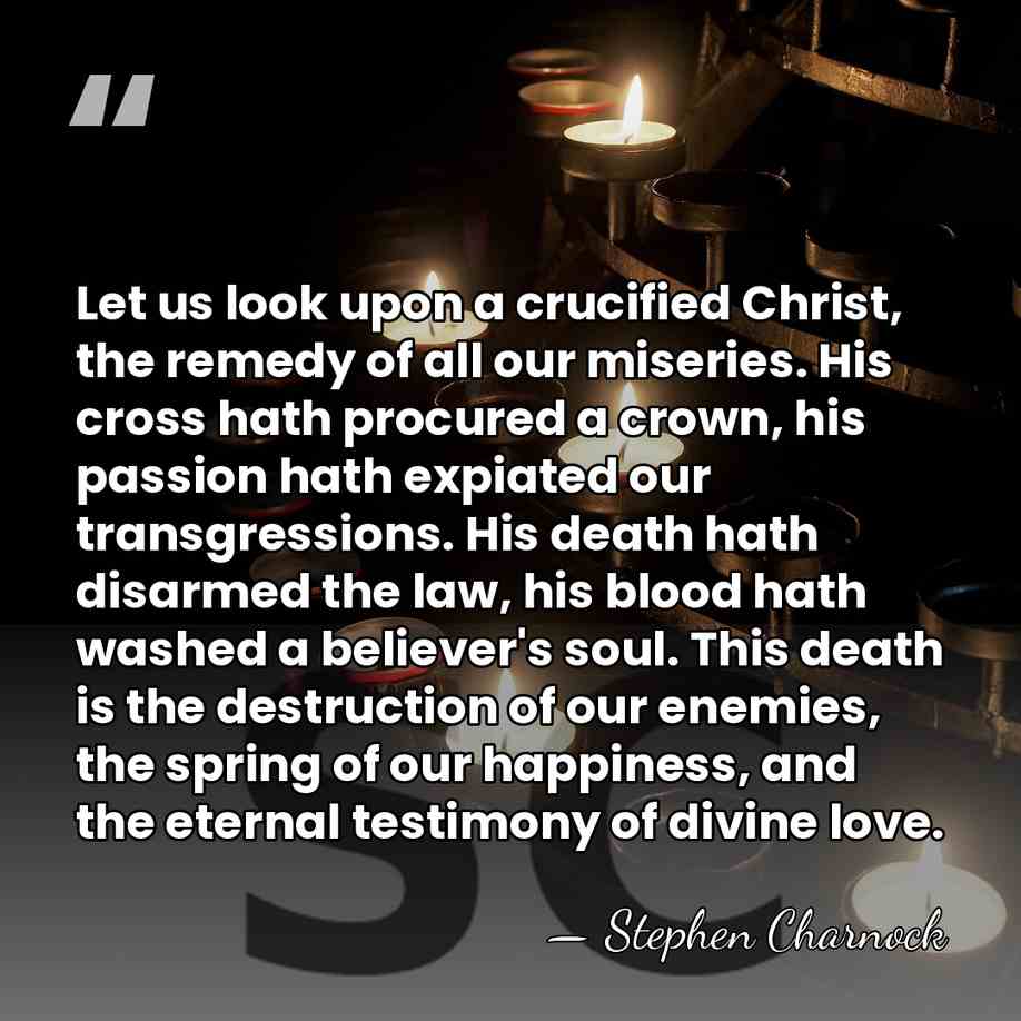 Let us look upon a crucified Christ, the remedy of all our&hellip; - Stephen Charnock