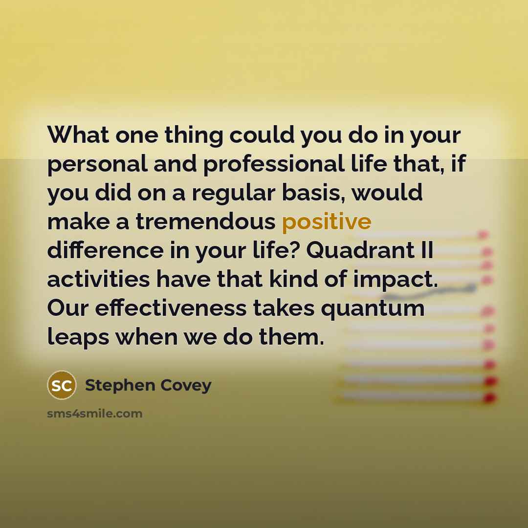 “What one thing could you do in your personal and…” quote by Stephen Covey