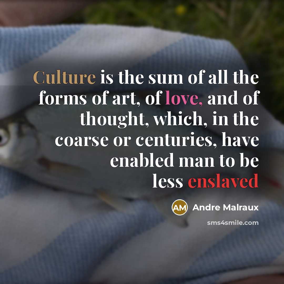 “Culture is the sum of all the forms of art,…” quote by Andre Malraux