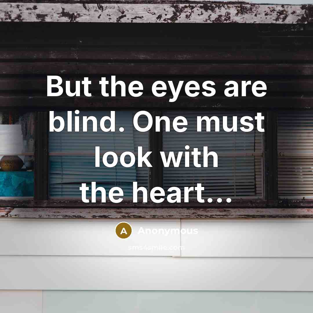 “But the eyes are blind. One must look with the heart...” quote by Anonymous
