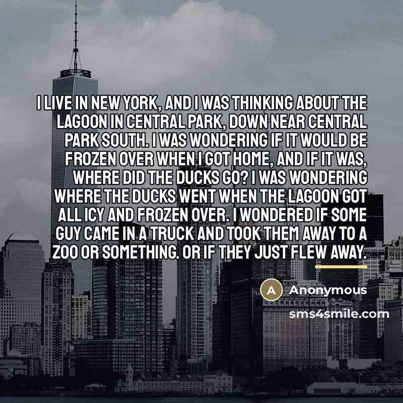 “I live in New York, and I was thinking about…” quote by Anonymous