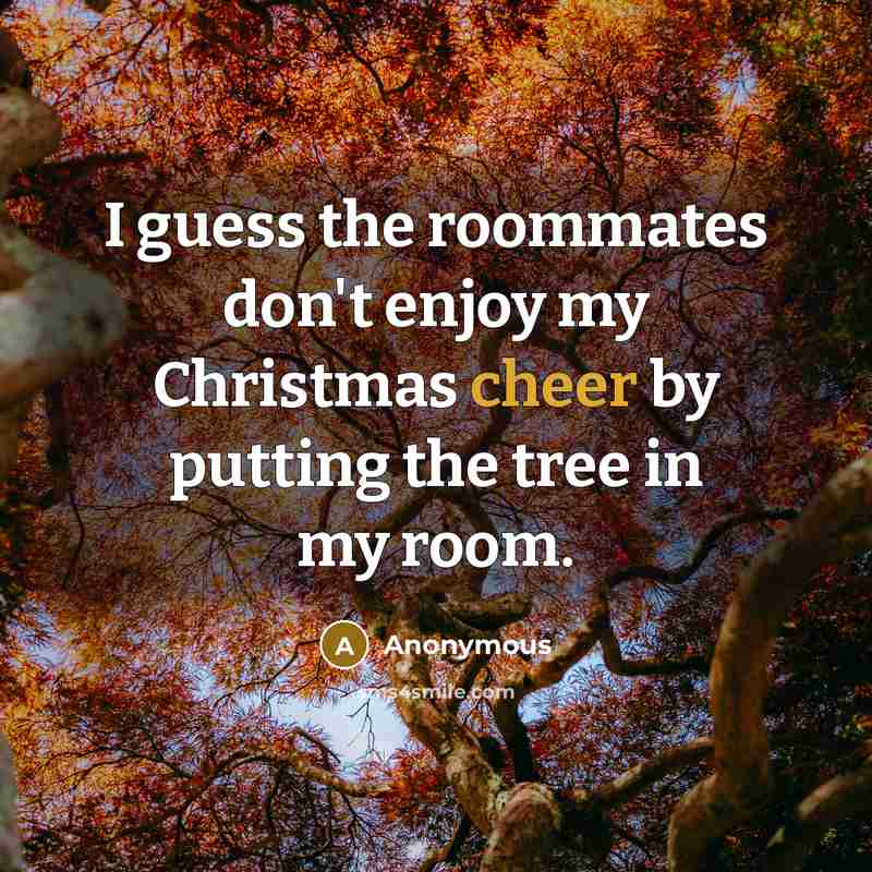 “I guess the roommates don't enjoy my Christmas cheer by putting the tree in my room.” quote by Anonymous