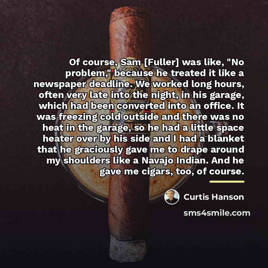 “Of course, Sam [Fuller] was like, "No problem," because he…” quote by Curtis Hanson