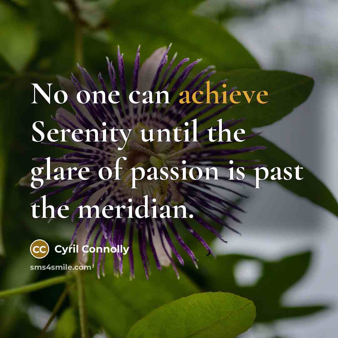 “No one can achieve Serenity until the glare of passion…” quote by Cyril Connolly