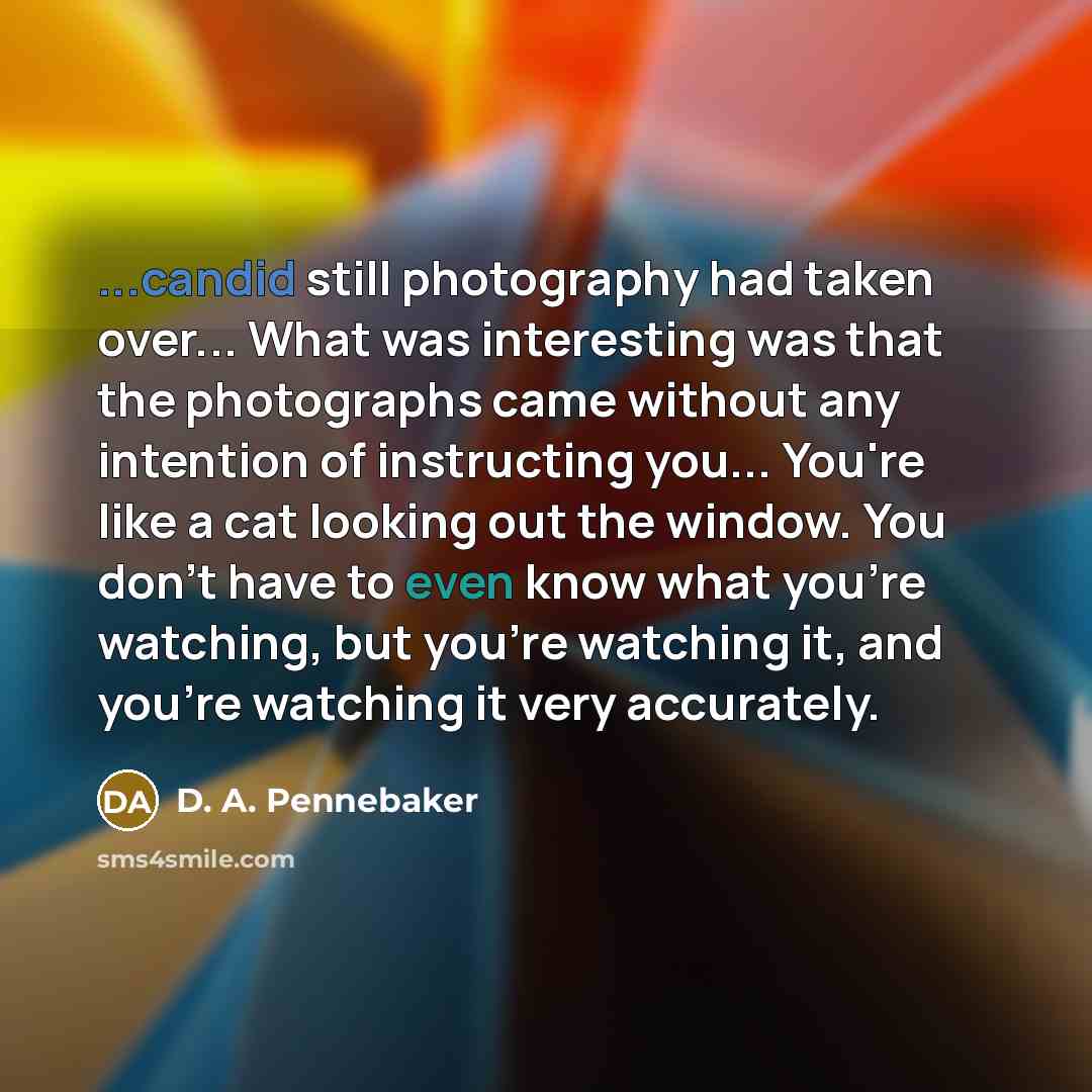 “...candid still photography had taken over... What was interesting was…” quote by D. A. Pennebaker