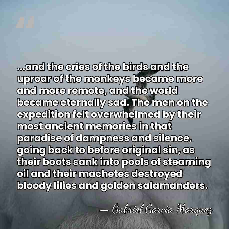 ...and the cries of the birds and the uproar of the monkeys&hellip; - Gabriel Garcia Marquez