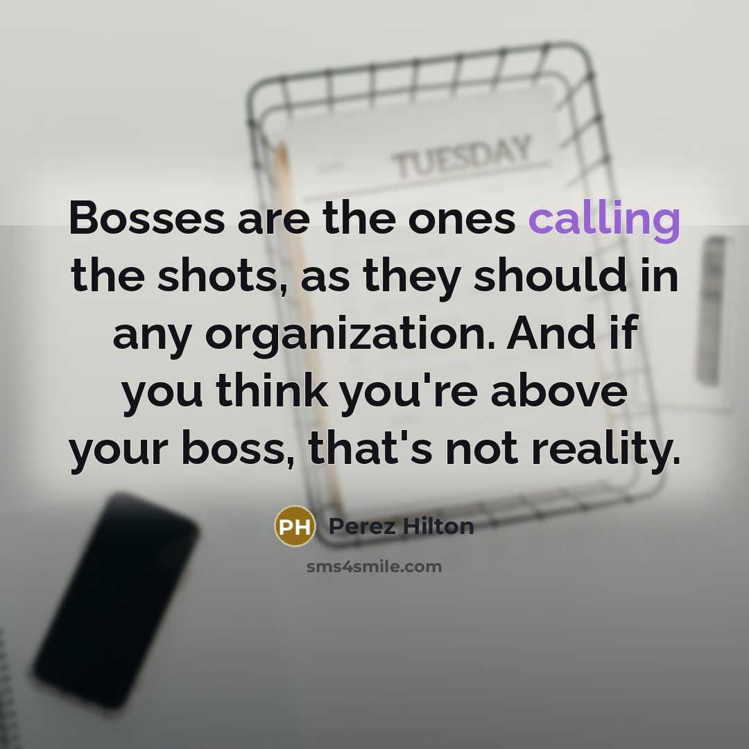 “Bosses are the ones calling the shots, as they should…” quote by Perez Hilton