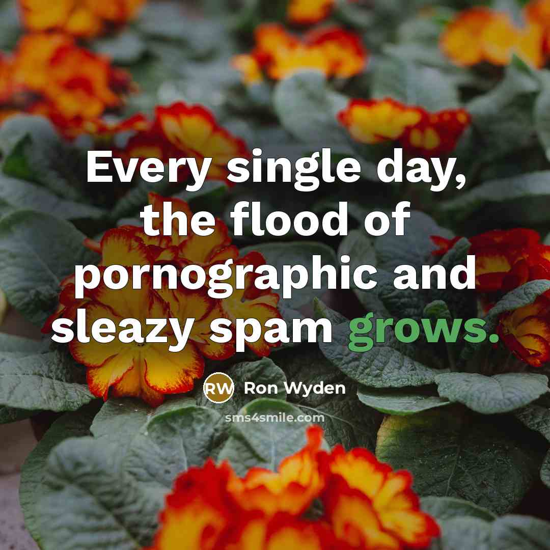 “Every single day, the flood of pornographic and sleazy spam…” quote by Ron Wyden
