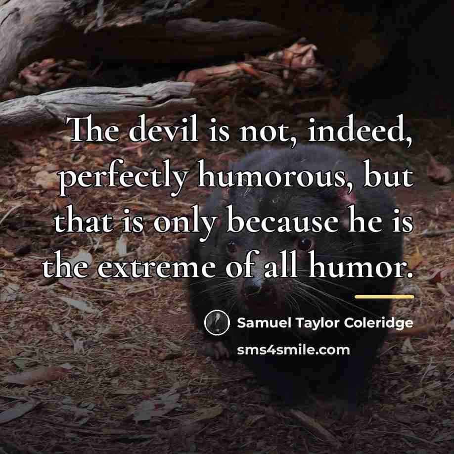 “The devil is not, indeed, perfectly humorous, but that is…” quote by Samuel Taylor Coleridge