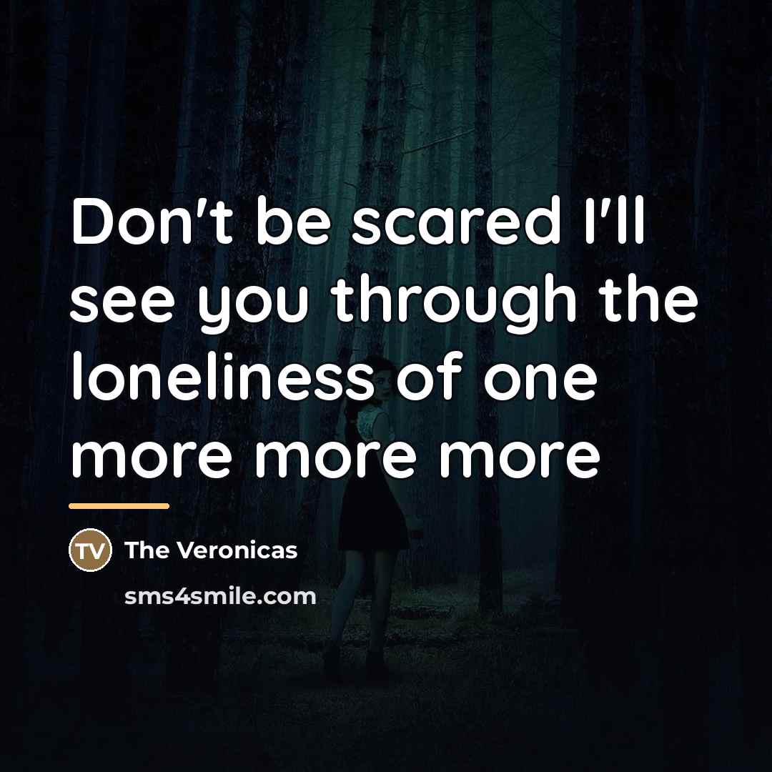 “Don't be scared I'll see you through the loneliness of…” quote by The Veronicas