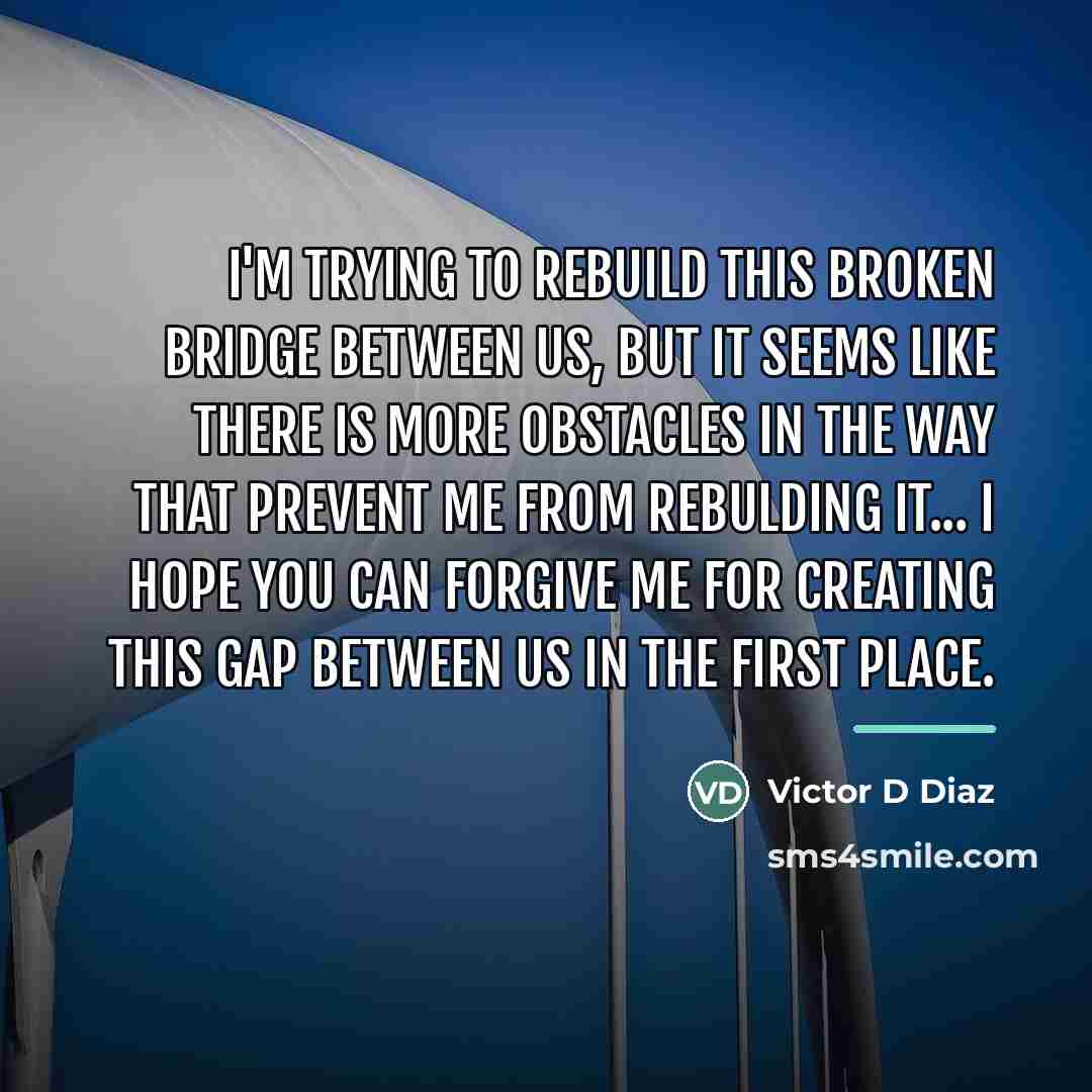 “I'm trying to rebuild this broken bridge between us, but…” quote by Victor D Diaz