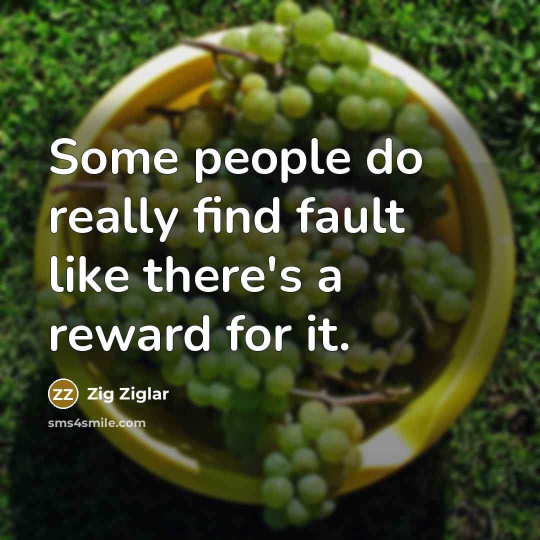 “Some people do really find fault like there's a reward…” quote by Zig Ziglar