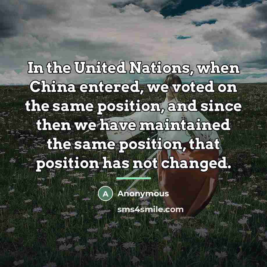 “In the United Nations, when China entered, we voted on…” quote by Anonymous