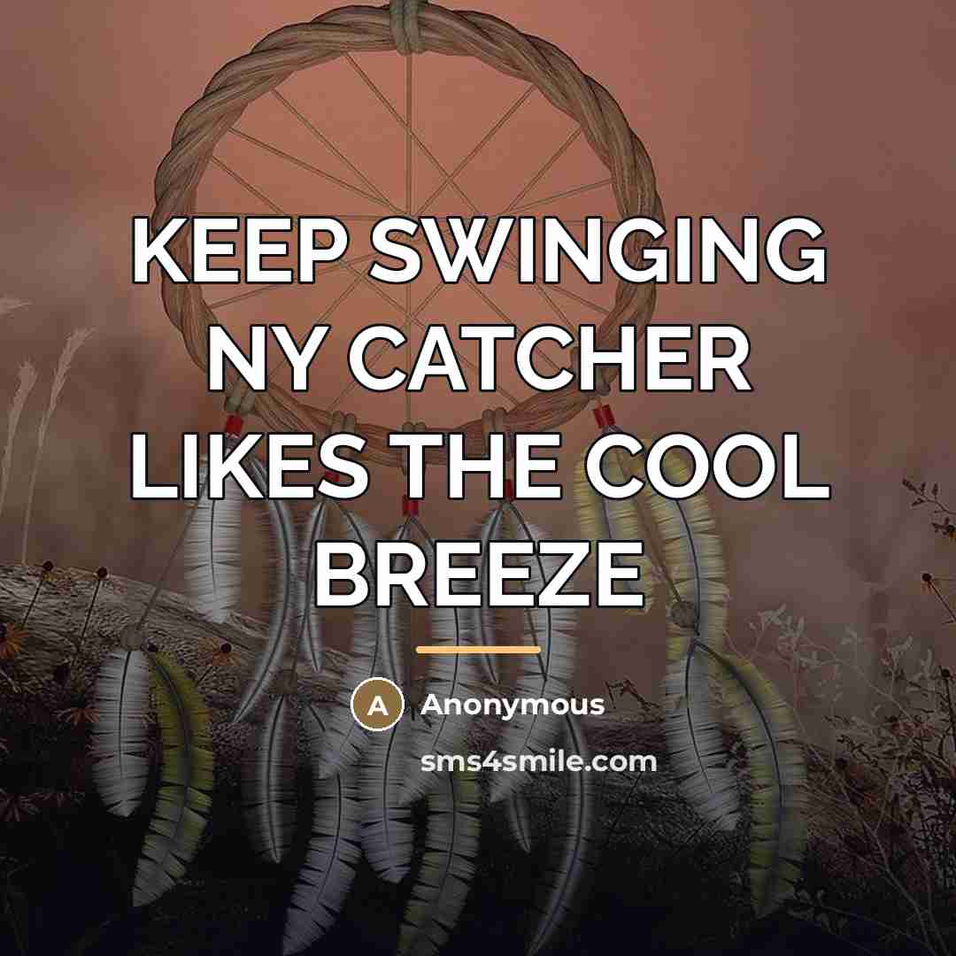 “KEEP SWINGING NY CATCHER LIKES THE COOL BREEZE…” quote by Anonymous