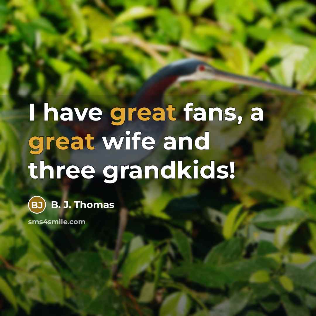“I have great fans, a great wife and three grandkids!…” quote by B. J. Thomas